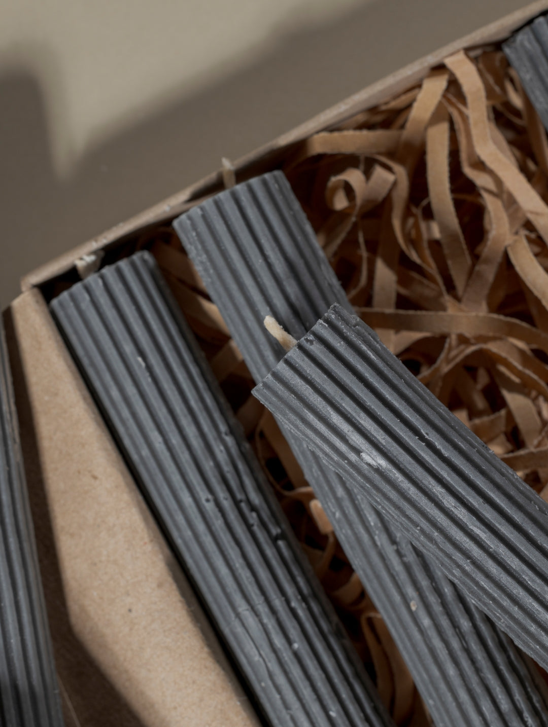 Charcoal pillar candle box of six